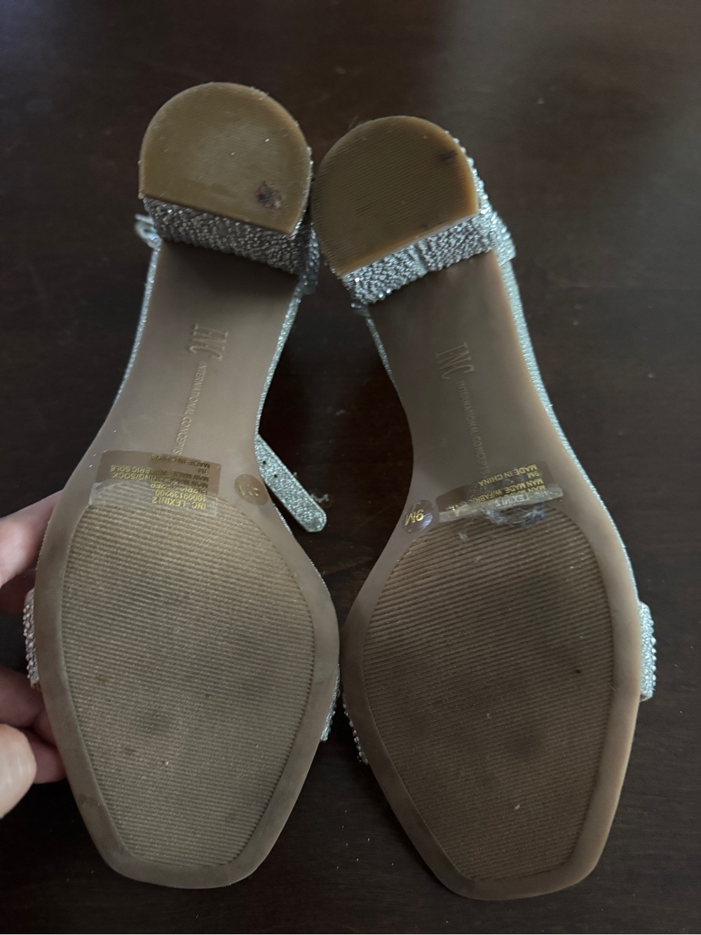 Sparkle Rhinestone Block Heel Sandals - Silver - Picture 3 of 4